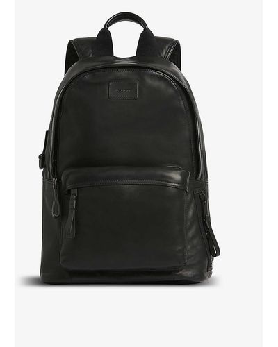 AllSaints Mens Black Arena Leather Backpack 1 Size