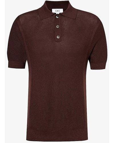 CHE Marley Short-sleeved Woven-blend Polo Shirt - Brown