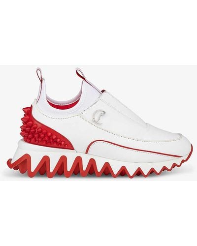 Christian Louboutin Sharkyloub Spikes Leather Low-top Trainers - White