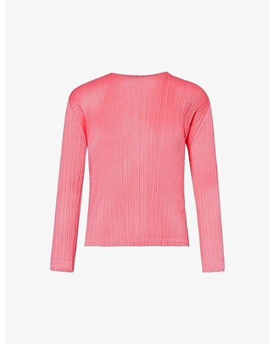 Pleats Please Issey Miyake February Pleated Knitted Top - Pink