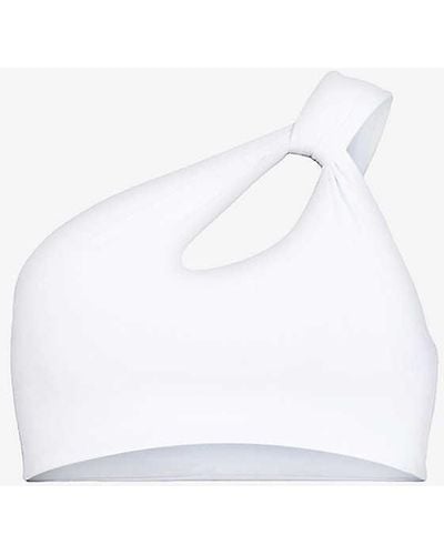 AllSaints Kayla One-shoulder Cut-out Stretch-woven Bikini Top - White