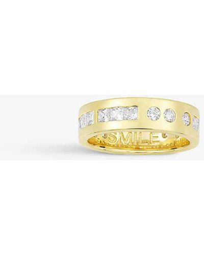 Apm Monaco Smile Morse Code 18ct -plated Metal Alloy And Cubic Zirconia Ring - Yellow