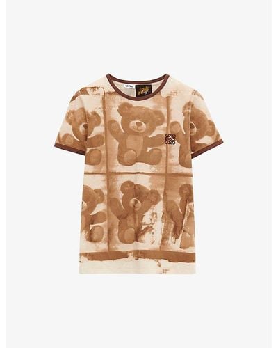 Loewe Brown/ X Paula's Ibiza Teddy-bear-print Slim-fit Cotton-blend-jersey T-shirt - Natural