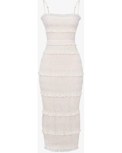 House Of Cb Solana Pleated Stretch-woven Maxi Dres - White