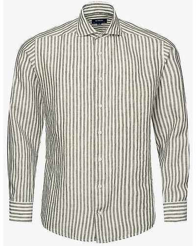 Eton Striped Regular-fit Linen Shirt - Grey