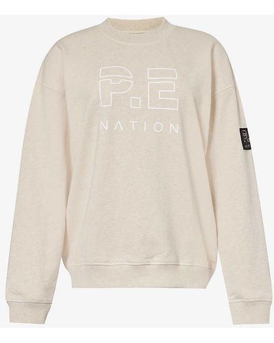 P.E Nation Heads Up Logo-print Organic-cotton Sweatshirt X - White