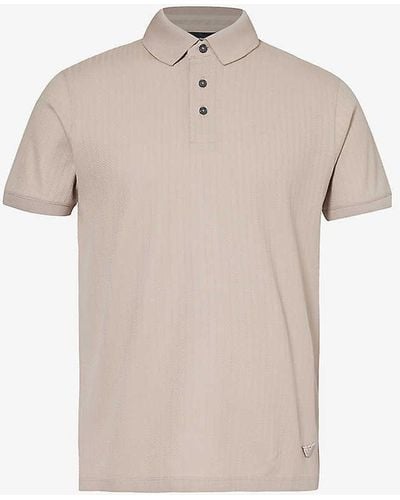 Emporio Armani Brand-patch Relaxed-fit Cotton Polo Shirt - Natural