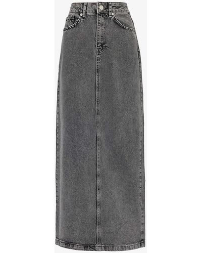 4th & Reckless Maxine High-rise Denim Maxi Skirt 1 - Grey