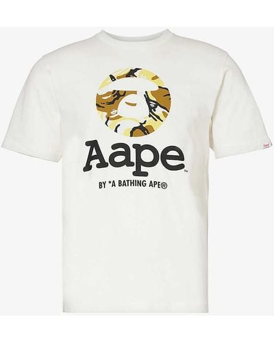 Aape Moonface Camo-print Regular-fit Cotton-jersey T-shirt X - White