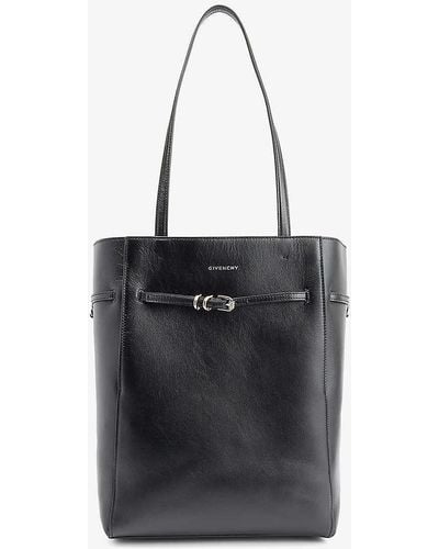 Givenchy Voyou Branded Leather Tote - Black