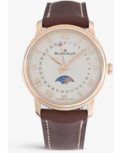 Blancpain 6106364255a Villeret 18ct Rose-gold And Satin Watch - Metallic