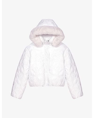 Maje Logo-embroidered Quilted Shell Coat - White