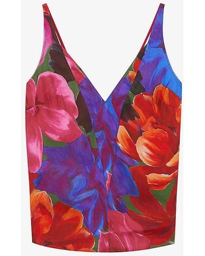 Ted Baker Col Atheri Floral-print V-neck Woven Cami Top - Red