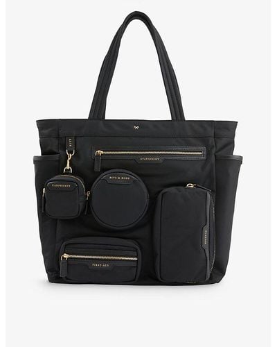 Anya Hindmarch Commuter Patch-pocket Recycled Nylon Tote Bag - Black
