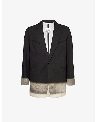 Maison Margiela Gradient-design Notched-lapel Cotton Jacket - Black