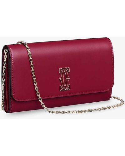 Cartier Brand-foiled Leather Wallet On-a-chain - Red