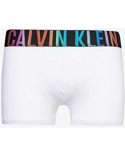 Calvin Klein Branded-waistband Mid-rise Stretch-cotton Trunks - White