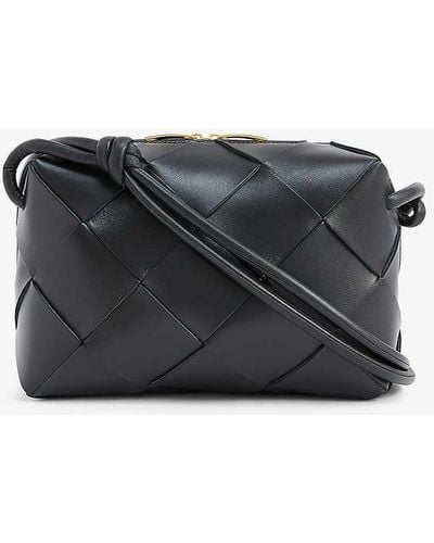 Bottega Veneta Loop Mini Intrecciato Leather Cross-body Bag - Black