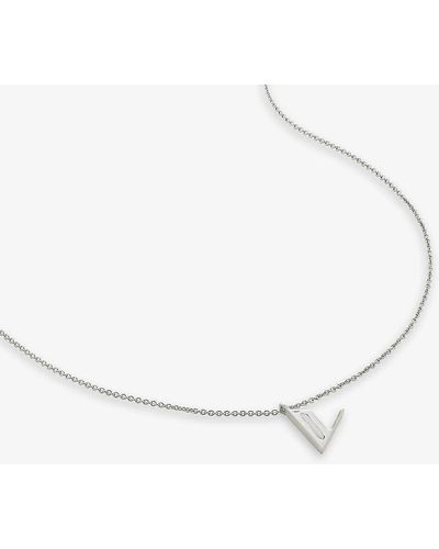 Monica Vinader V Letter-charm Recycled Sterling-silver Pendant Necklace - White
