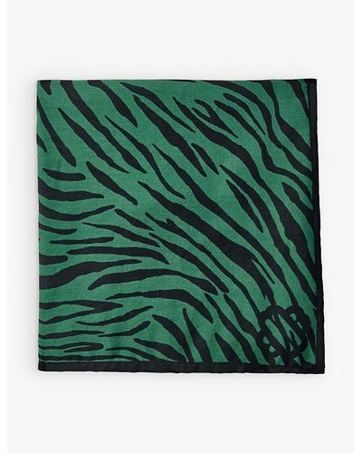 Maje Ezebre Animal-print Silk-blend Scarf - Green