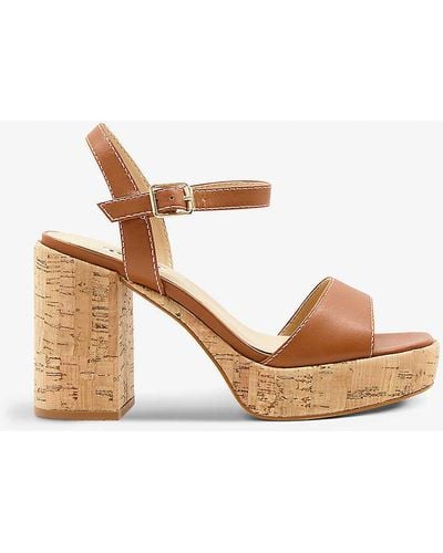 Dune Jodi Cork-heel Platform Leather Sandals - Multicolour