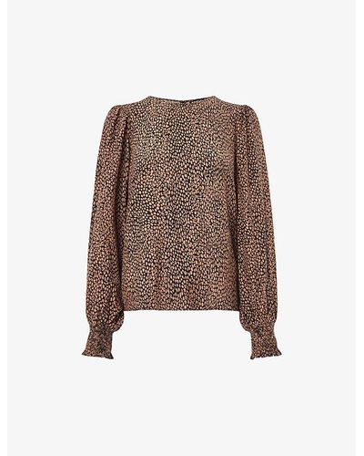 Whistles Coffee Bean Abstract-print Woven Top - Brown
