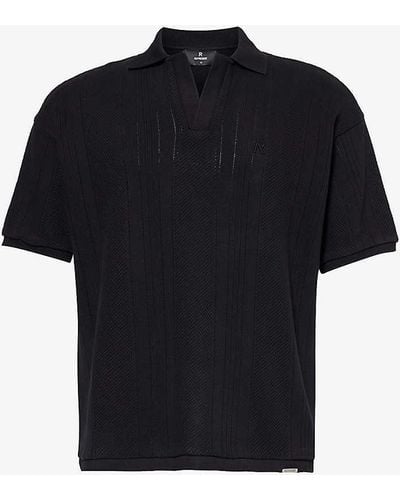 Represent Short-sleeved Relaxed-fit Cotton Knitted Polo Shirt X - Black