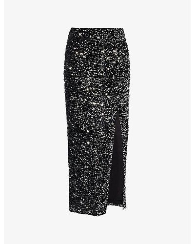 4th & Reckless Celio Sequin-embellished Woven Midi Skirt - Black
