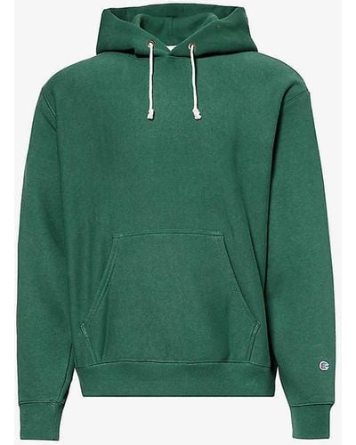 Champion Brand-appliqué Kangaroo-pocket Cotton-blend Hoody - Green