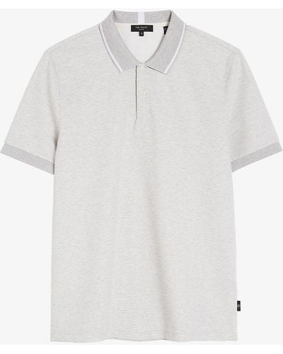 Ted Baker Ellerby Striped Woven Polo Shirt - Grey