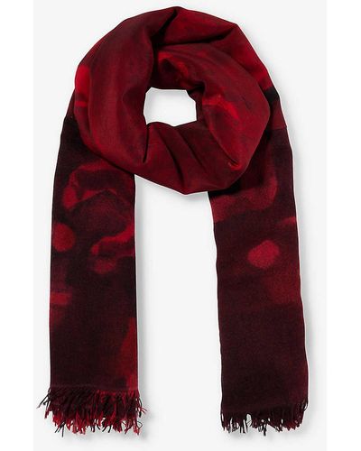 Dianora Salviati Graphic-pattern Large Cashmere And Silk-blend Scarf - Red