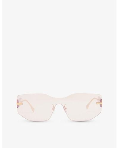 Fendi Fe40066u Shield-frame Metal Sunglasses - Natural