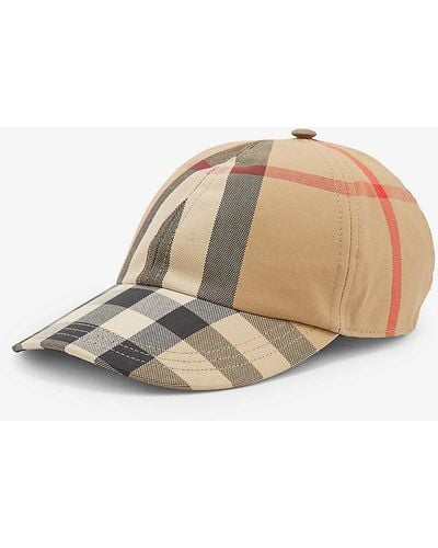 Burberry Check-print Panelled Cotton-twill Baseball Cap - Natural