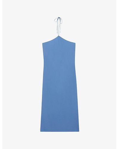 Claudie Pierlot Halter Neck-tie Woven Midi Dress - Blue