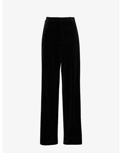 GOOD AMERICAN Regular-fit Mid-rise Velvet Pants - Black