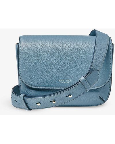 Aspinal of London Ella Foiled-logo Leather Cross-body Bag - Blue