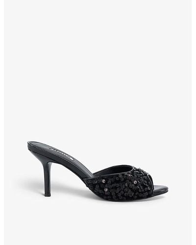 Dune Moviestar Sequin-embellished Woven Heeled Mules - Black
