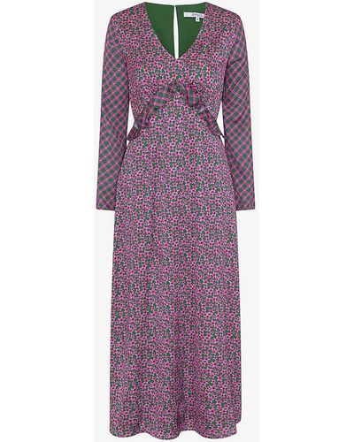 OMNES Jaspiya Floral-pattern Recycled-polyester Maxi Dress - Purple
