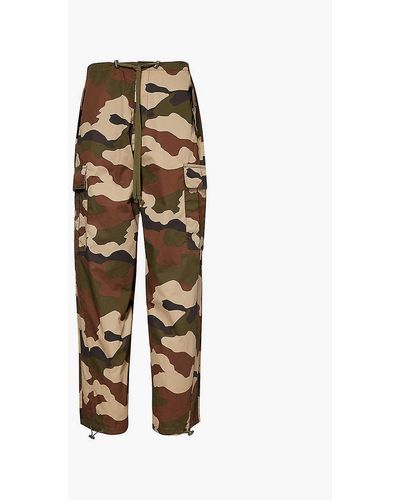 GOOD AMERICAN Parachute Camouflage-print Straight-leg Mid-rise Cotton Trousers - Natural