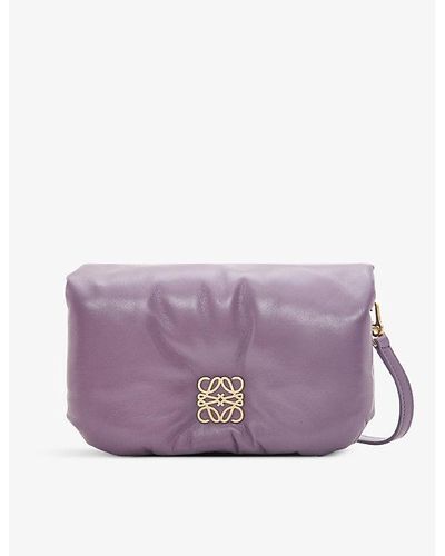 Loewe Puffer Goya Mini Padded Leather Shoulder Bag - Purple