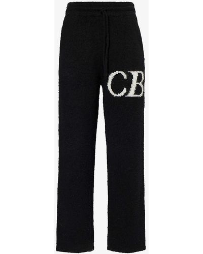 Cole Buxton Cb Logo-knit Relaxed-fit Wool-blend Trousers X - Black