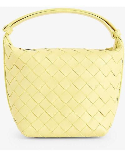 Bottega Veneta Wallace Intrecciato-weave Leather Top-handle Bag - Yellow