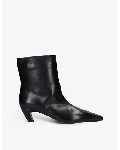 Khaite Arizona Leather Ankle Boots - Black