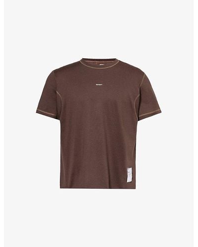 Satisfy Softcelltm Cordura® Climb Brand-patch Cotton-blend Jersey T-shirt - Brown