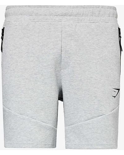GYMSHARK Interlock Tech Logo-print Cotton-blend Shorts X - Grey