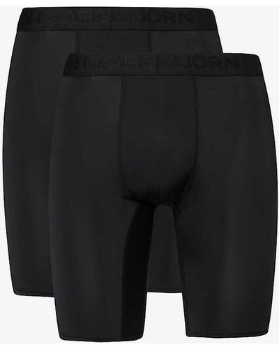 Björn Borg Branded-waistband Mid-rise Pack Of Two Stretch Recycled-polyester Boxers - Black