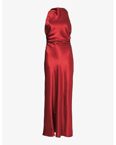 Reformation Casette Silk Maxi Dress - Red