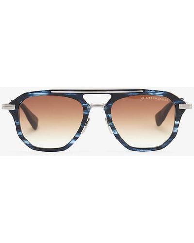 Dita Eyewear Dts416 Terracraft Aviator-frame Titanium And Acetate Sunglasses - Blue