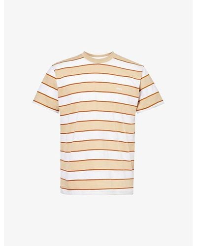 Obey Sandborn Striped Cotton-jersey T-shirt X - Metallic
