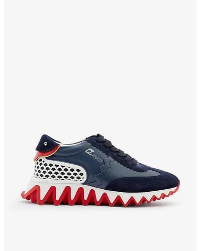Christian Louboutin Loubishark Donna Zig-zag Leather Low-top Sneakers - Blue